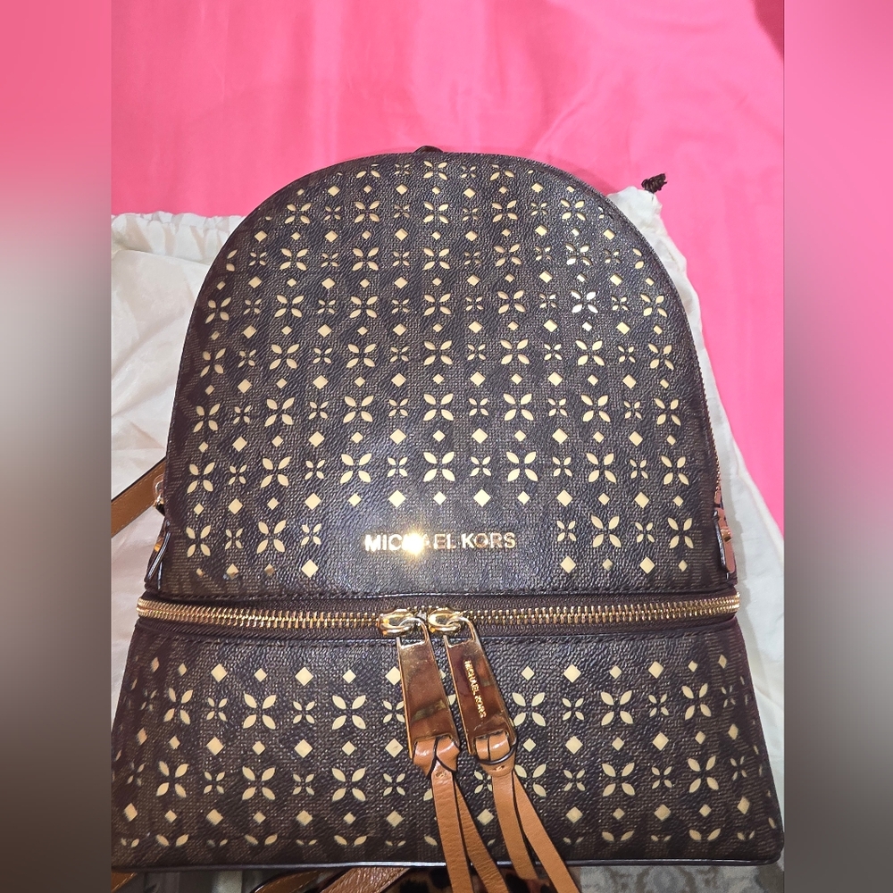 Michael Kors Brown Lasercut Backpack